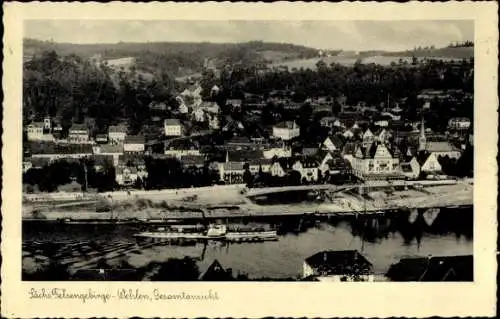 Ak Wehlen an der Elbe Sächsische Schweiz, Sachs. Felsengebirge-Wehlen Gesamtansicht, Stadtansi...