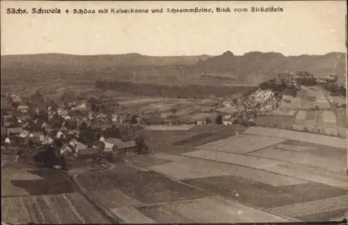 Ak Schöna Sächsische Schweiz, Sächs. Schweiz, Schöna, Kaiserkrone, Schrammsteine, Blick vom Zi...