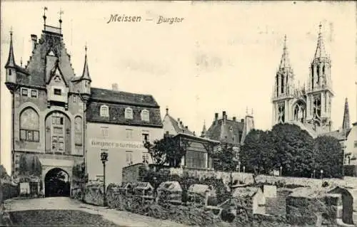 Ak Meißen an der Elbe, Burgtor, Wagners Weinschänke