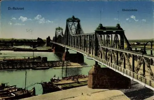 Ak Ruhrort Duisburg im Ruhrgebiet, Rheinbrücke