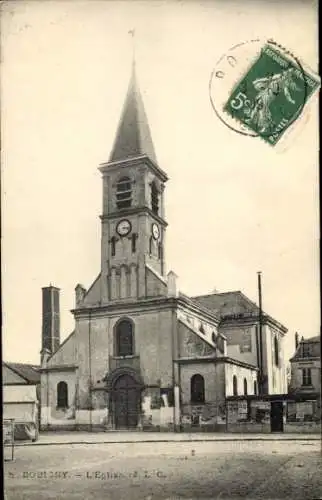 Ak Bobigny Seine Saint Denis, Kirche, Uhrturm, älterer Stil, Gebäude