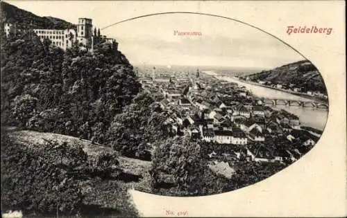 Ak Heidelberg am Neckar, Panoramaansicht, Schloss, Altstadt, Neckar