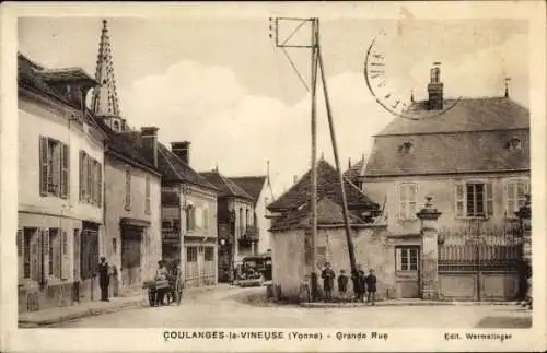 Ak Coulanges la Vineuse Yonne, Grande Rue