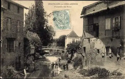 Ak Chatillon sur Chalaronne Ain, Passerelle des Bains