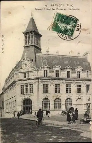 Ak Alencon Orne, Nouvel Hôtel des Postes, in Konstruktion,  Architektur