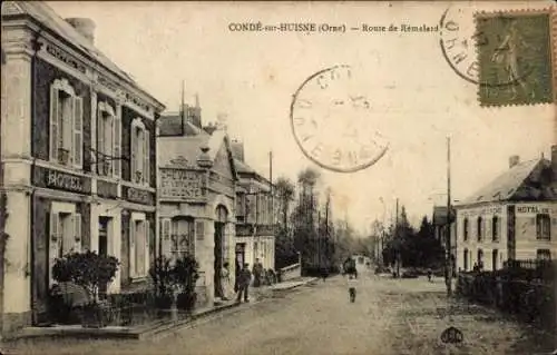CPA Condé-sur-Huisne, Orne, Route de Rémalard