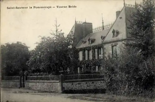 Ak La Pommeraye Calvados, Haus mit Garten, Architektur, Tourne Bride, alte 
