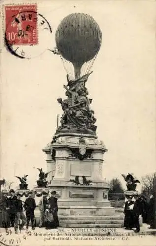 CPA Neuilly sur Seine, Monument des Aéronautes