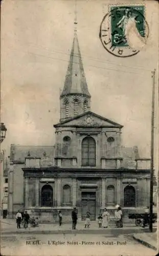 Ak Rueil Malmaison Hauts de Seine, Eglise Saint-Pierre et Saint-Paul,  Kirche, viele Menschen