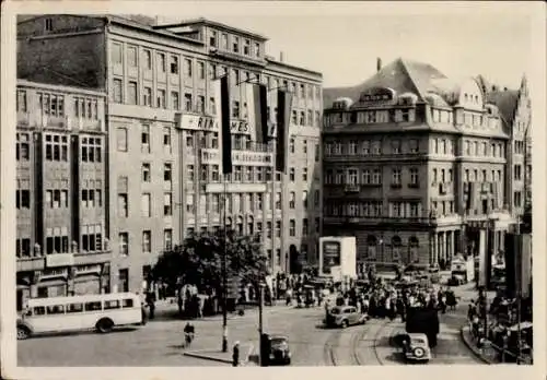 Ak Leipzig, Ringmessehaus, viele Menschen, Verkehr,  Gebäude