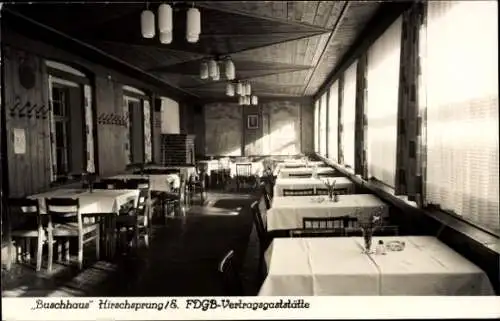 Ak Hirschsprung Altenberg Erzgebirge, Buschhaus, FDGB-Vertragsgaststätte, Speisesaal