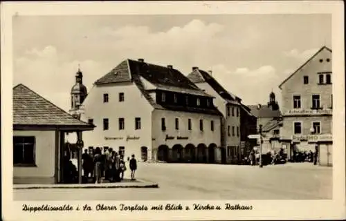Ak Dippoldiswalde im Erzgebirge, Oberer Torplatz, Kirche, Rathaus