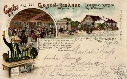 Litho Eutritzsch Leipzig in Sachsen, Gosenschänke, Studenten, G. Pfotenhauer