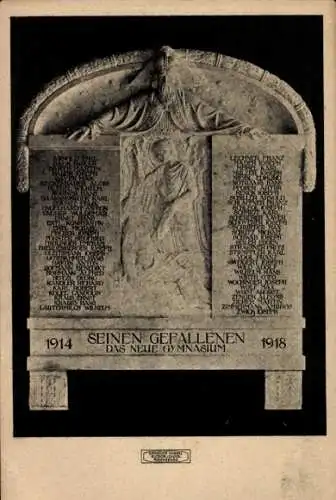 Ak Regensburg an der Donau Oberpfalz, Gefallenenehrenmal des Neuen Gymnasiums, 1. WK