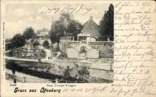Ak Offenburg in Baden Schwarzwald, Neue Zwinger Anlagen
