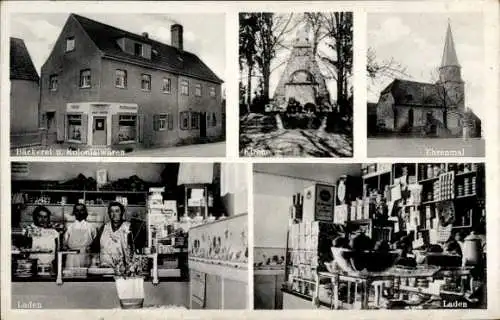 Ak Windischholzhausen Erfurt Thüringen, Bäckerei, Kolonialwarenhandlung, Kirche, Ehrenmal, Laden