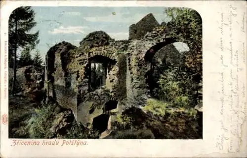 Ak Potstyn Potštejn Region Königgrätz, Ruinen des Schlosses  Natur, Farbige 