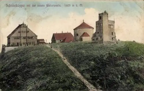Ak Malá Úpa Kleinaupa Riesengebirge Region Königgrätz, Schneekoppe,  neue Welterwarte