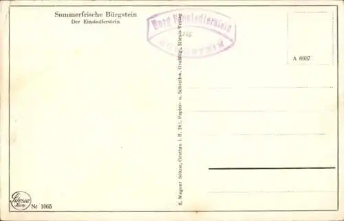Ak Sloup v Čechách Bürgstein Region Reichenberg, Einsiedlerstein