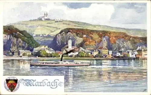 Ak Marbach an der Donau Melk in Niederösterreich, Schaufelraddampfer, Deutscher Schulverein 287