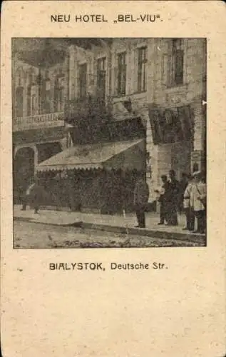 Ak Białystok Bialystok Polen, Deutsche Straße, Neu Hotel Bel-Viu