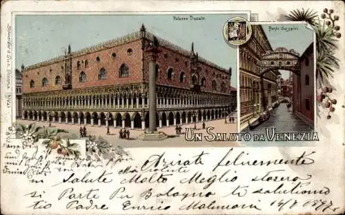 Litho Venezia Venedig Veneto, Palast, Fluss, Brücke