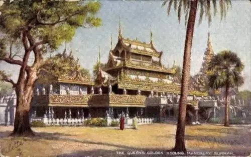 Künstler Ak Mandalay Myanmar Burma, The Queens Golden Kyoung