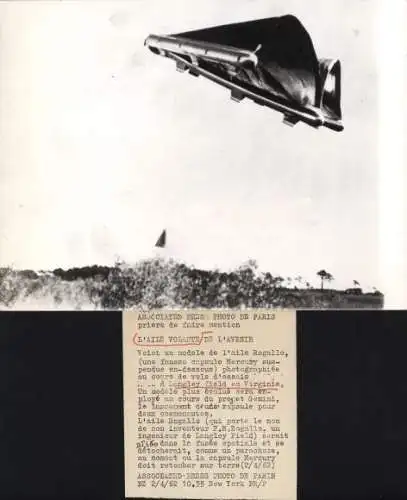 Foto L'Aile volante de l'Avenir, Voici un modele de l'aile Rogallo, Langley field en Virginie