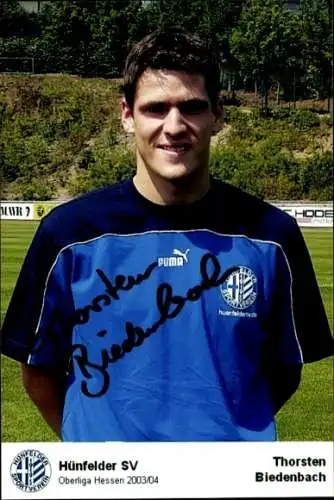 Autogrammkarte Fußballer Thorsten Biedenbach, Hünfelder SV, Autogramm