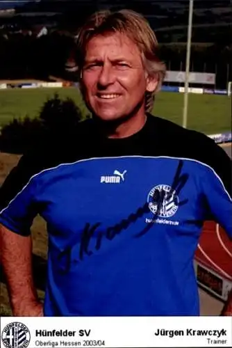 Autogrammkarte Trainer Jürgen Krawczyk, Hünfelder SV, Autogramm