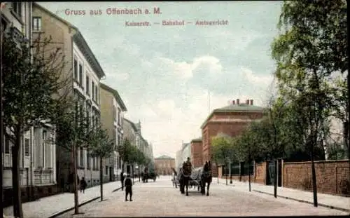 Ak Offenbach am Main Hessen, Kaiserstraße, Bahnhof, Amtsgericht