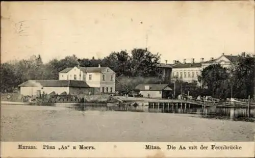 Ak Jelgava Mitau Lettland, Aa, Feonbrücke