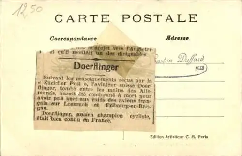Ak Radrennsport, Radrennfahrer Doerflinger, schweizer Sprinter