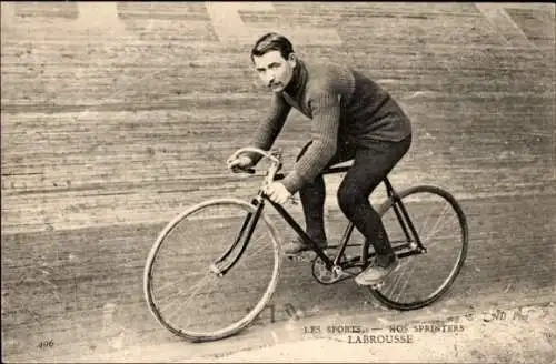 Ak Radrennsport, Radrennfahrer Labrousse, Sprinter, Radrennbahn