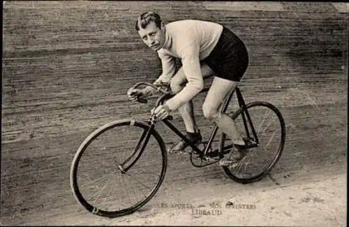 Ak Radrennsport, Radrennfahrer Libeaud, Sprinter, Radrennbahn