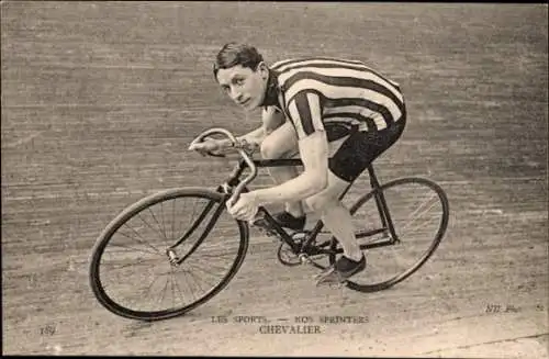Ak Radrennsport, Radrennfahrer Chevalier, Sprinter, Radrennbahn
