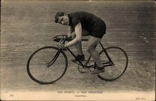 Ak Radrennsport, Radrennfahrer Palutias, Sprinter, Radrennbahn