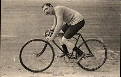 Ak Radrennsport, Radrennfahrer Marionval, Sprinter, Radrennbahn