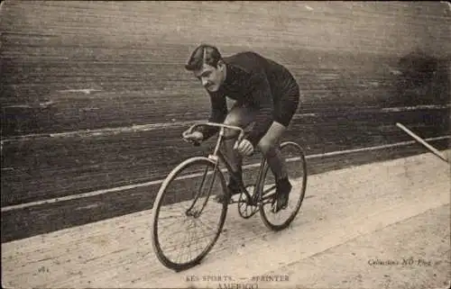 Ak Radrennsport, Radrennfahrer Amerigo, Sprinter, Radrennbahn