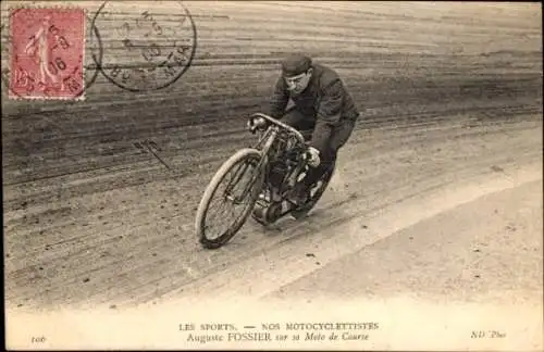 Ak Motorrennsport, Motorradfahrer Auguste Fossier