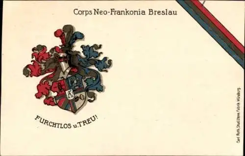 Studentika Ak Breslau, Corps Neo Frankonia, Furchtlos und Treu, Wappen, RSC