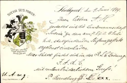 Studentika Ak Stuttgart, Corps Suevia, Wappen, RSC