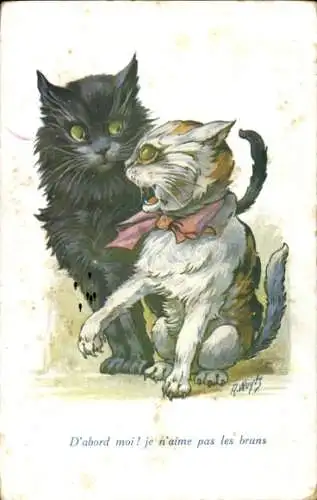 Künstler Ak Katzen, D'abord moi! je n'aime pas les bruns