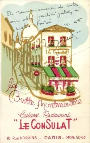 CPA Paris XVIII., Reklame, Cabaret-Restaurant Le ConSulat