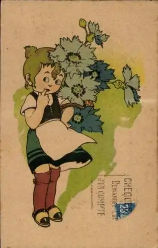 Ak Mädchen in Tracht, Porträt, Blumen