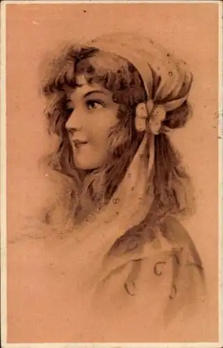 Künstler Ak Junge Frau, Portrait