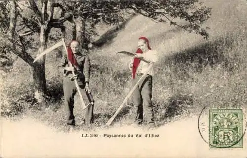 Ak Val d'Illiez, Schweizer Tracht, Bäuerinnen