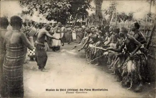 CPA Mission du Shire Afrique, Danses Guerrieres