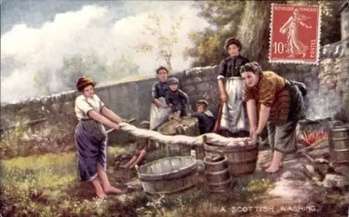 Künstler Ak Scotland, Scottish Washing