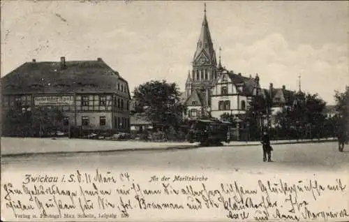 Ak Zwickau Sachsen, An der Moritzkirche